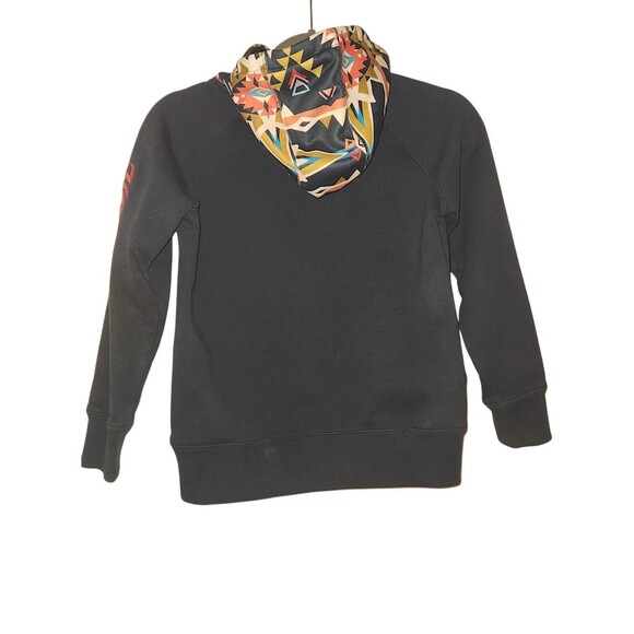 Hooey Sweatshirt Youth M Black Aztec Design Hoodie W/ Logo Sleeve & Pouch - Picture 6 of 6